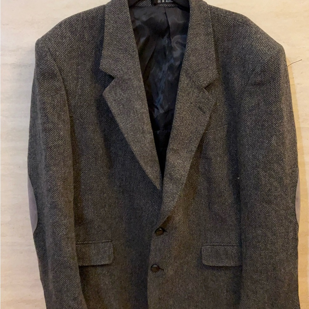 Zagato Vintage Sport Coat/ Blazer Tweed Elbow Patch Gray